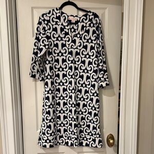 Chic Jude Connally Navy and White Patterned Dress